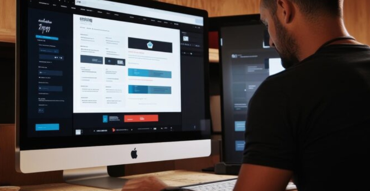 web designer working on a homepage design