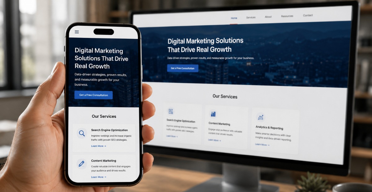 professionally designed business website with a clean responsive mobile layout