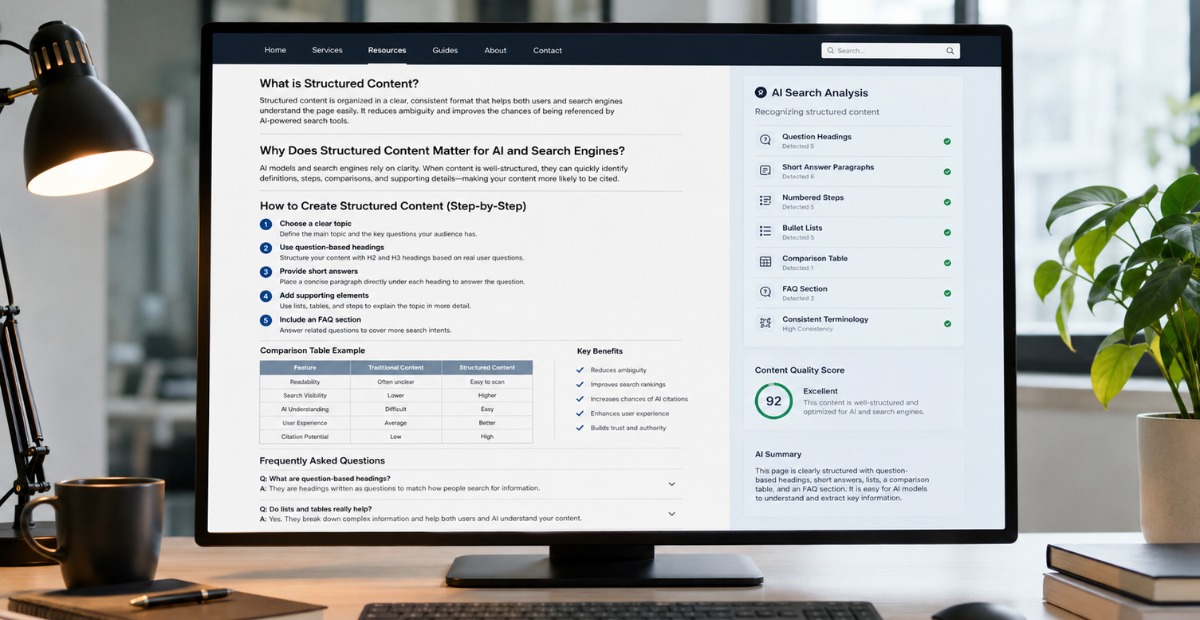 structured informational webpage